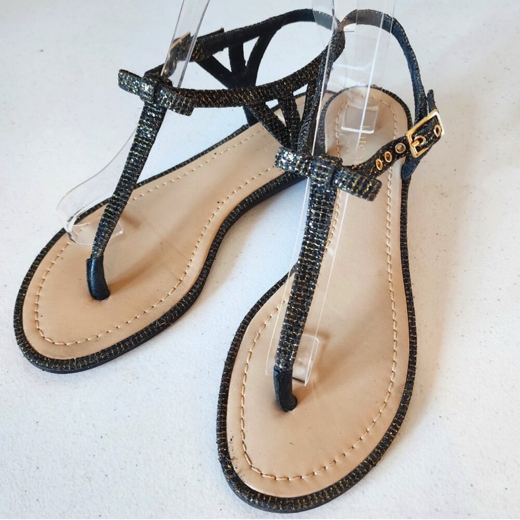 Kate Spade Black And Gold Sandals